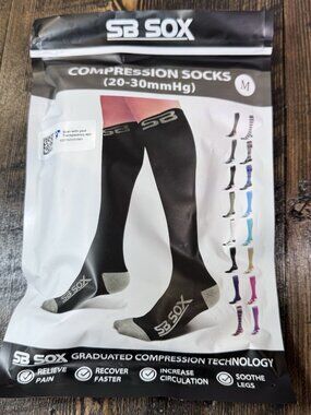 SB SOX Compression Tall Socks - Black & Gray - Unisex Men Women - SMALL